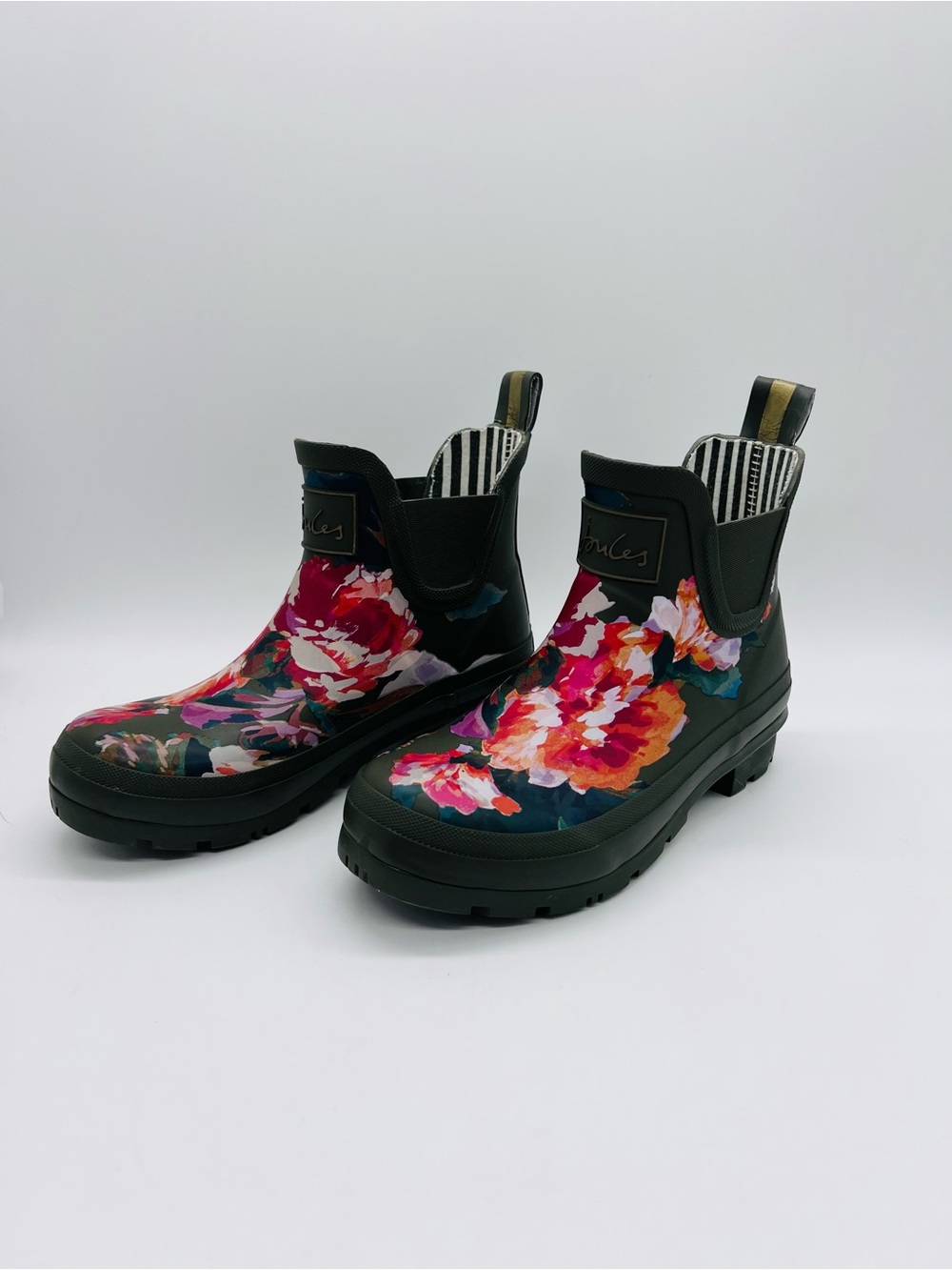 Joules Green Floral Wellinob Chelsea  Rain Ankle Boots Size 5
